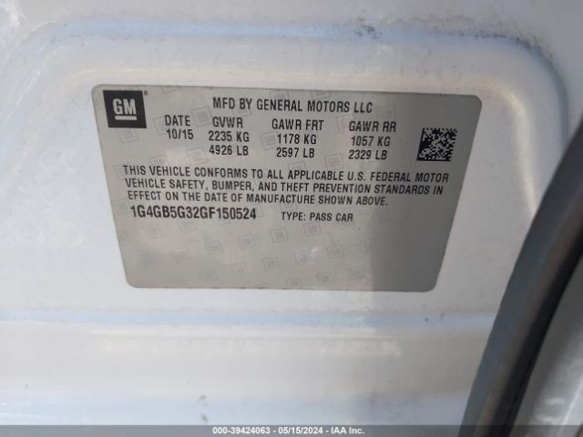 1G4GB5G32GF150524 Buick Lacrosse Leather
