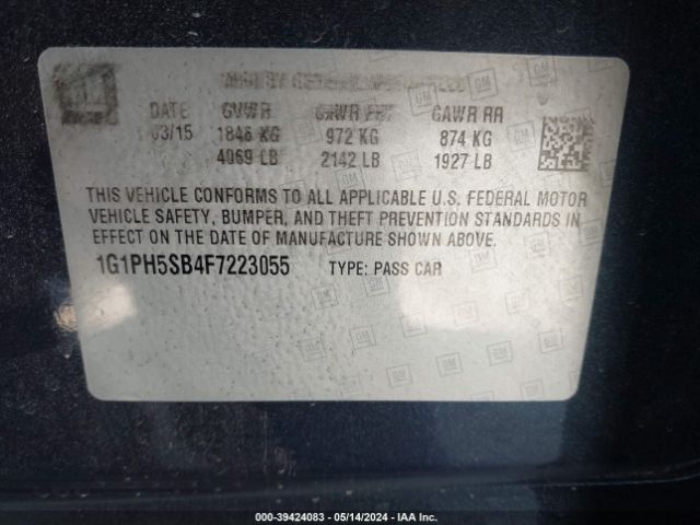 1G1PH5SB4F7223055 Chevrolet Cruze Eco Auto