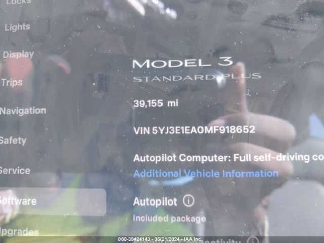 5YJ3E1EA0MF918652 Tesla Model 3 Standard Range Plus Rear-wheel Drive