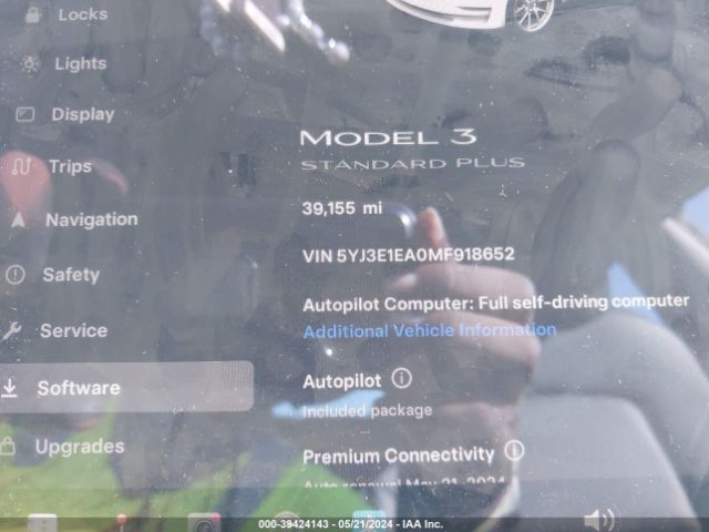 5YJ3E1EA0MF918652 Tesla Model 3 Standard Range Plus Rear-wheel Drive