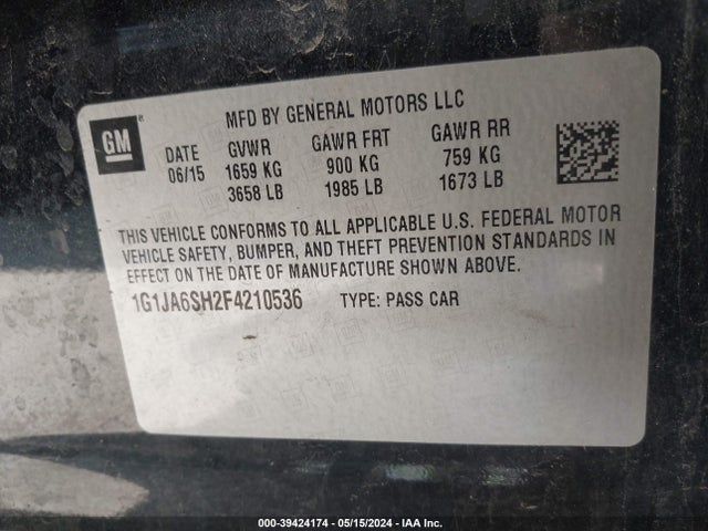 Chevrolet Sonic Ls Auto 2015 1G1JA6SH2F4210536 Image 9