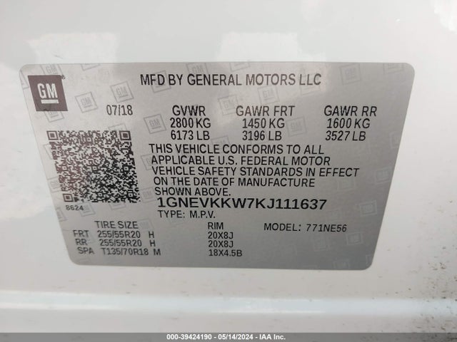 Chevrolet Traverse Premier 2019 1GNEVKKW7KJ111637 Image 9