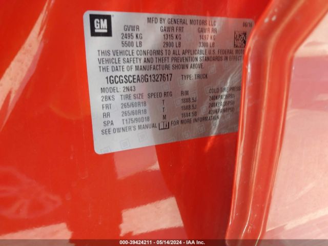 1GCGSCEA8G1327617 Chevrolet Colorado Lt