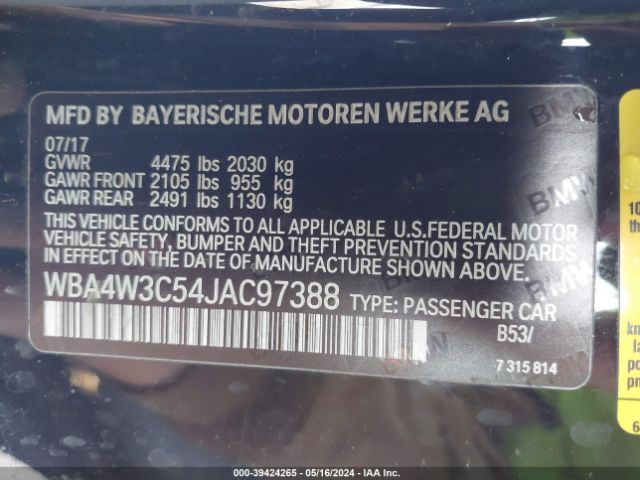 WBA4W3C54JAC97388 BMW 430I