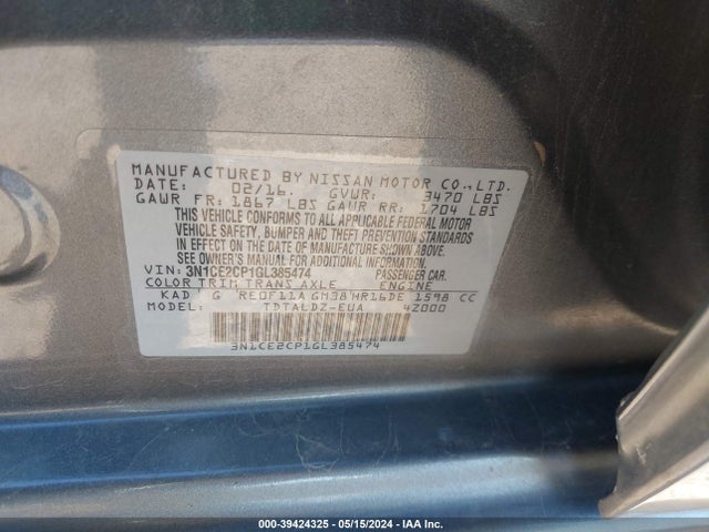 Nissan Versa Note S (sr)/s Plus/sl/sr/sv 2016 3N1CE2CP1GL385474 Image 9