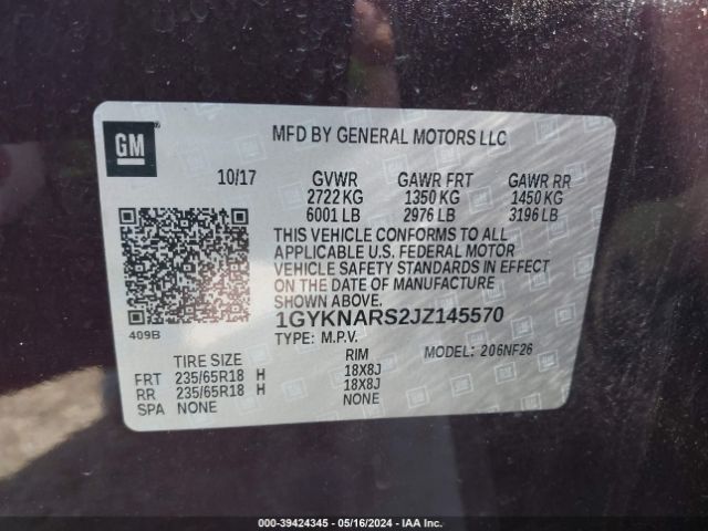 1GYKNARS2JZ145570 Cadillac Xt5 Standard