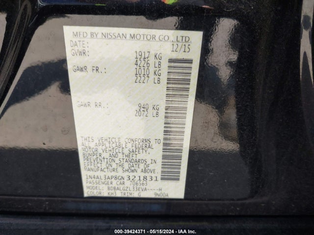 Nissan Altima 2.5 S 2016 1N4AL3AP8GN321831 Image 9