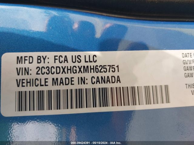 2C3CDXHGXMH625751 Dodge Charger Gt Rwd