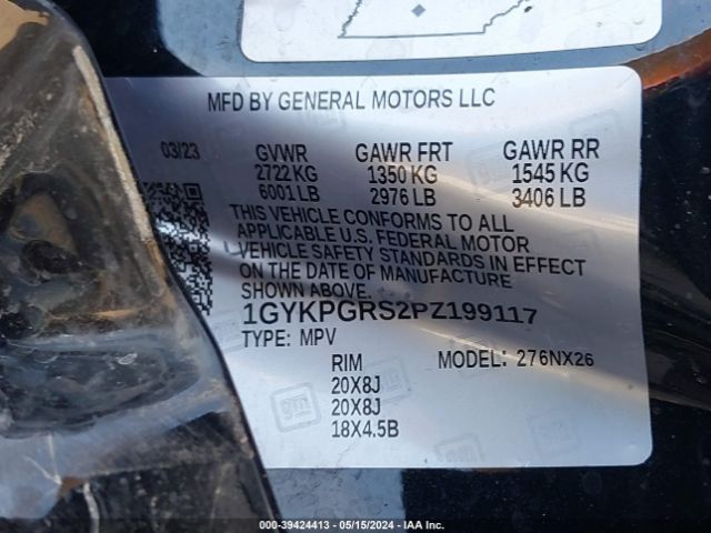 1GYKPGRS2PZ199117 Cadillac Xt6 Awd Sport