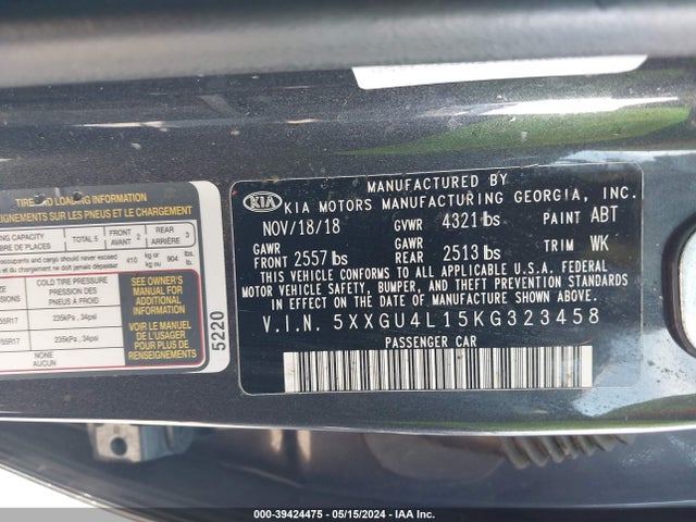 5XXGU4L15KG323458 KIA t-gdi