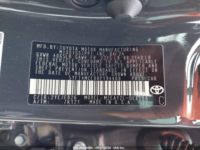 Toyota Corolla Xse 2024 5YFT4MCEXRP194409 Image 9