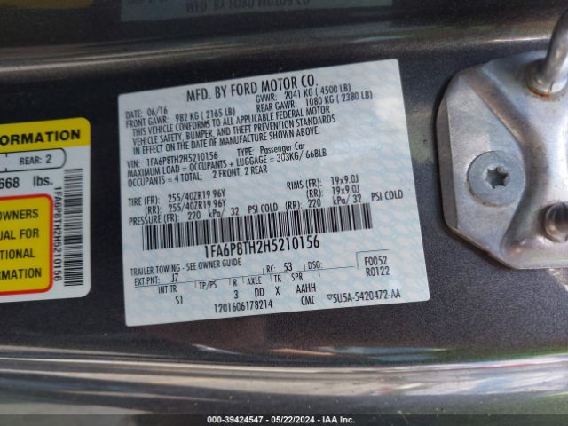 1FA6P8TH2H5210156 Ford Mustang Ecoboost