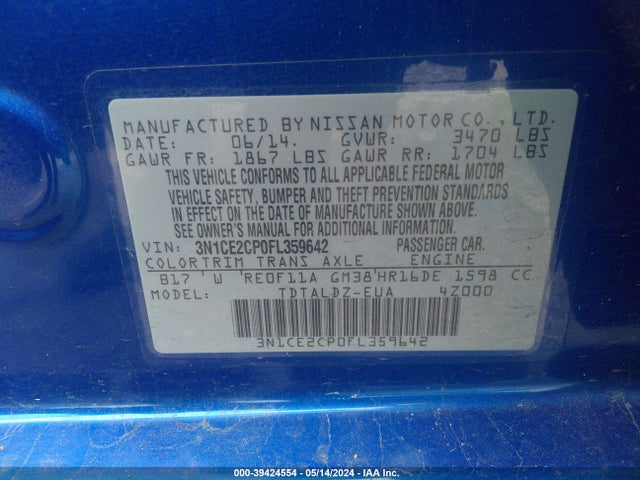 Nissan Versa Note Sv 2015 3N1CE2CP0FL359642 Image 9