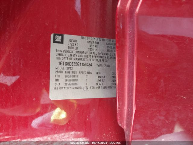1GTG6DE35G1156434 GMC CANYON SLT