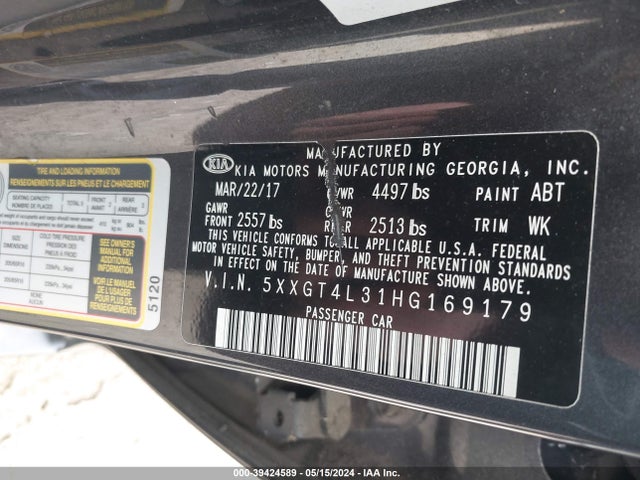 KIA Optima Lx 2017 5XXGT4L31HG169179 Image 9