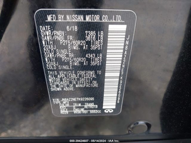 JN8AZ2NE7K9226095 Infiniti QX80 LUXE