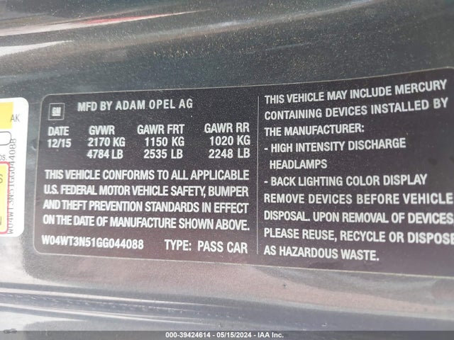 W04WT3N51GG044088 Buick Cascada Premium