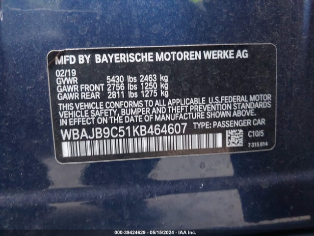 WBAJB9C51KB464607 BMW M550i Xdrive