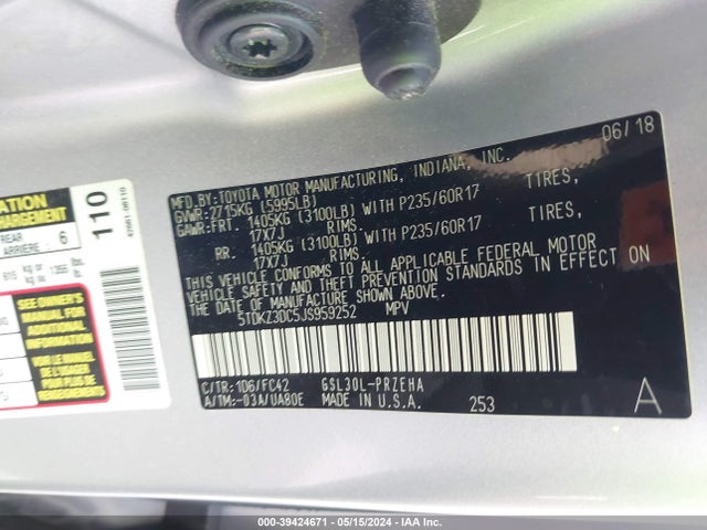 Toyota Sienna Le 8 Passenger 2018 5TDKZ3DC5JS959252 Image 9