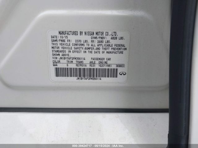 JN1BV7AP2FM356114 Infiniti Q50 Premium