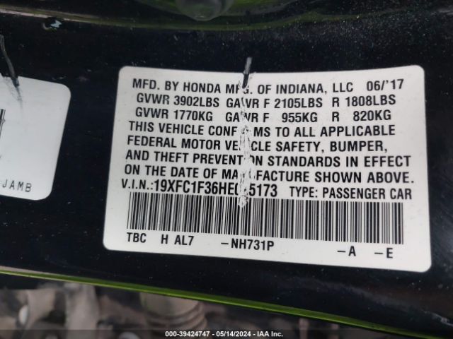 19XFC1F36HE025173 Honda Civic Ex-t