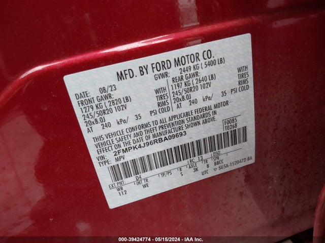 Ford Edge St-line 2024 2FMPK4J96RBA09693 Image 9