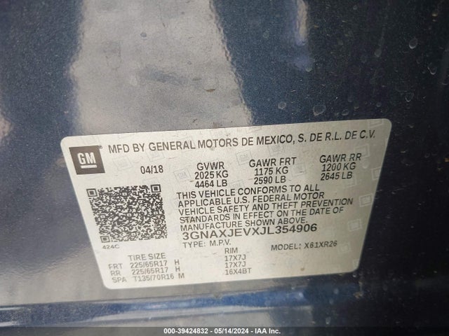 Chevrolet EQUINOX LT 2018 3GNAXJEVXJL354906 Image 9