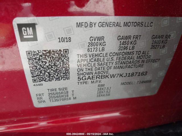 5GAERBKW7KJ187163 Buick Enclave Fwd Essence