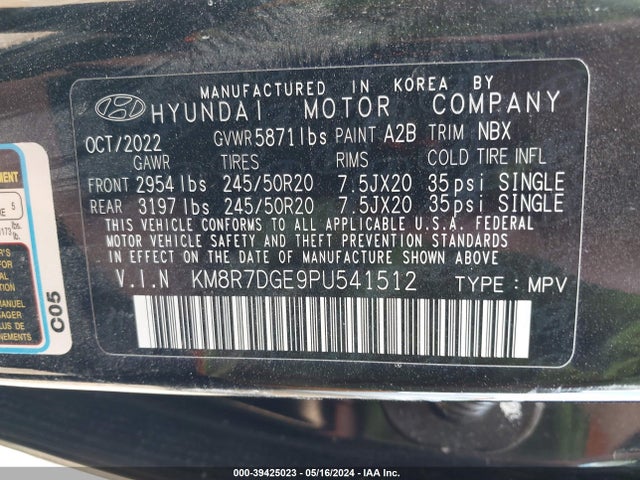 Hyundai Palisade Calligraphy 2023 KM8R7DGE9PU541512 Image 9