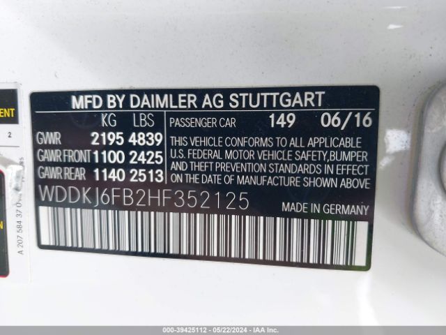 WDDKJ6FB2HF352125 Mercedes-Benz E 400
