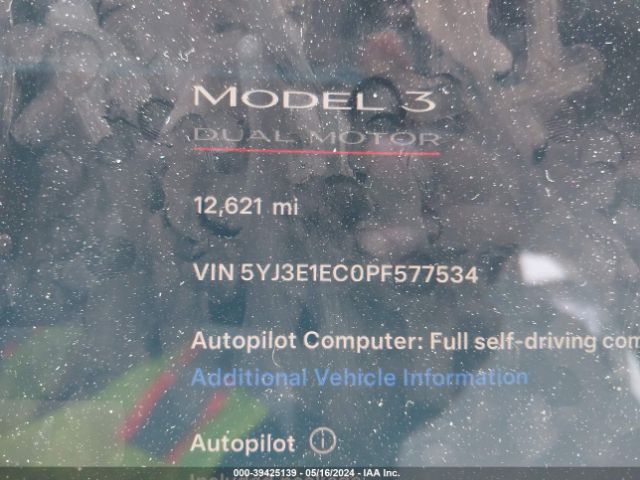 5YJ3E1EC0PF577534 Tesla Model 3 Performance Dual Motor All-wheel Drive