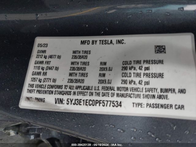 5YJ3E1EC0PF577534 Tesla Model 3 Performance Dual Motor All-wheel Drive