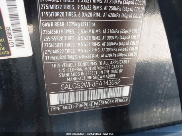 SALGS2WF8EA143692 Land Rover Range Rover 3.0l V6 Supercharged Hse