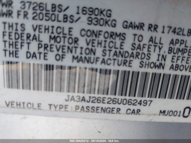 2006 MITSUBISHI LANCER JA3AJ26E26U062497 Photo 8