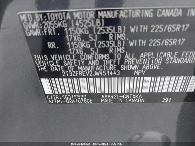 Toyota RAV4 LE 2018 2T3ZFREV2JW451443 Image 9