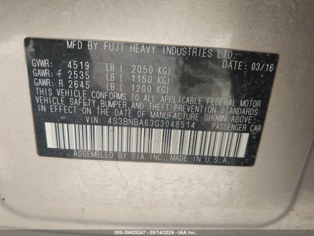 4S3BNBA63G3048514 Subaru Legacy 2.5i