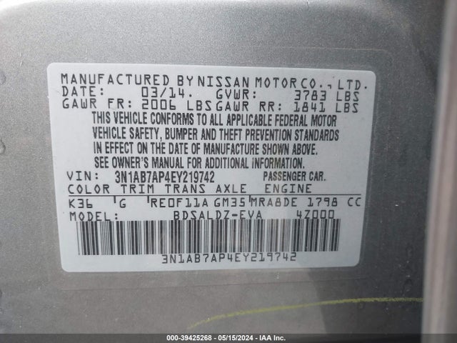 Nissan SENTRA SV 2014 3N1AB7AP4EY219742 Image 9
