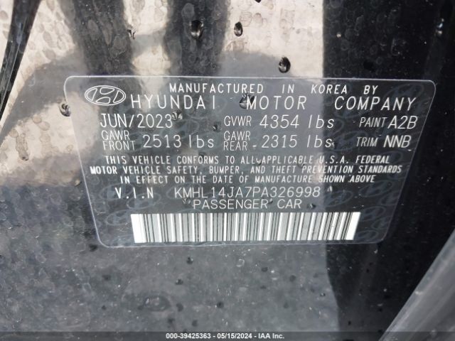 KMHL14JA7PA326998 Hyundai SONATA SEL