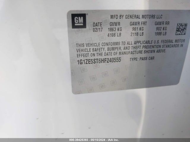 Chevrolet MALIBU 1LT 2017 1G1ZE5ST6HF240555 Image 9