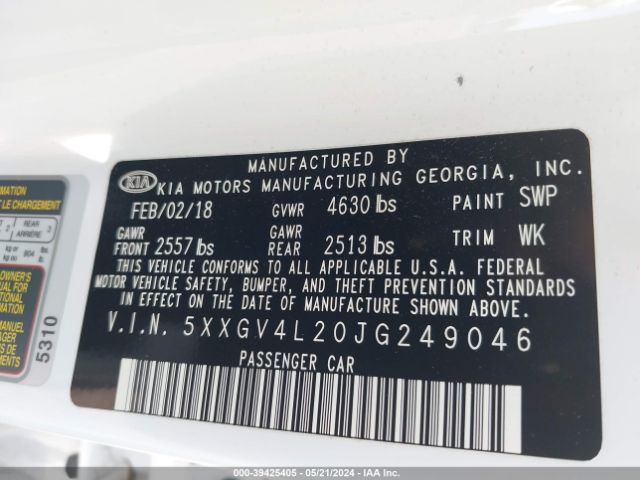 5XXGV4L20JG249046 KIA Optima Sx Turbo