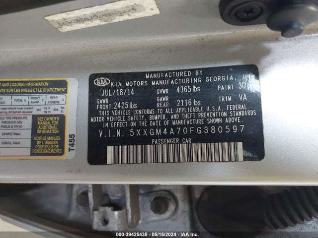 KIA Optima Lx 2015 5XXGM4A70FG380597 Image 9