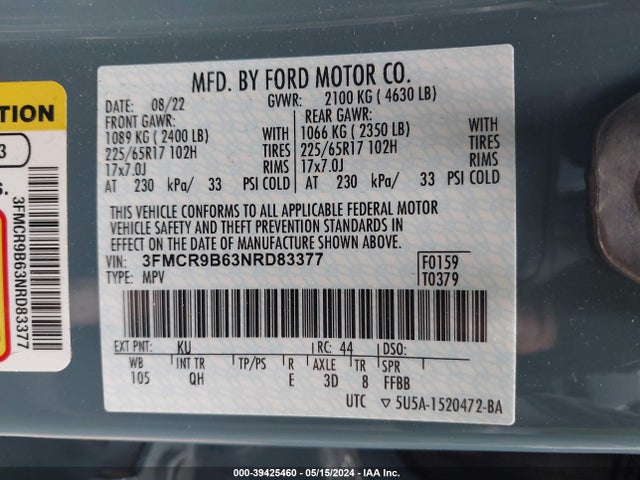 Ford Bronco Sport Big Bend 2022 3FMCR9B63NRD83377 Image 9