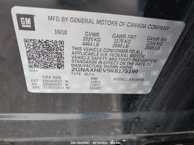 Chevrolet EQUINOX LS 2019 2GNAXHEV5K6175199 Image 9