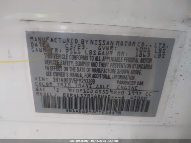 Nissan Sentra Sr Xtronic Cvt 2023 3N1AB8DV5PY253398 Image 9