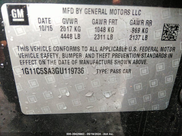 Chevrolet Malibu Limited Lt 2016 1G11C5SA3GU119736 Image 9