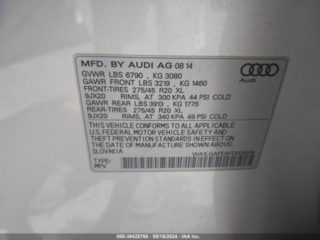 WA1LGAFE6FD005815 Audi Q7 3.0t Premium