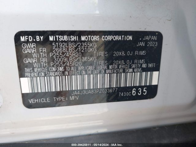 JA4J3UA83PZ033677 Mitsubishi Outlander Se 2.5 2wd/se Black Edition 2wd/se Special Edition 2wd