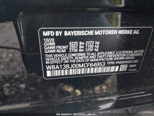 WBA13BJ00MCF64953 BMW 530i Xdrive