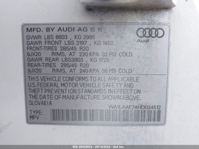 WA1LAAF74HD034512 Audi Q7 3.0t Premium