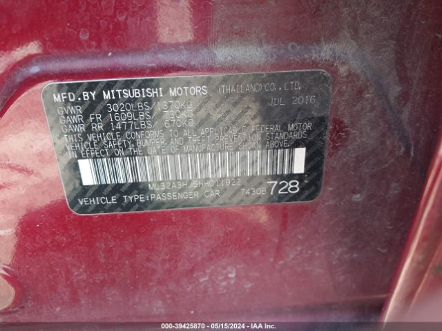ML32A3HJ5HH011922 Mitsubishi MIRAGE ES